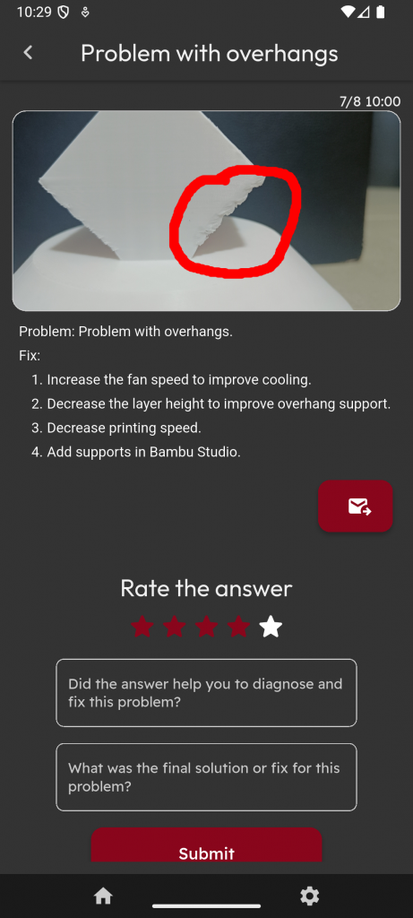 Screenshot of Response